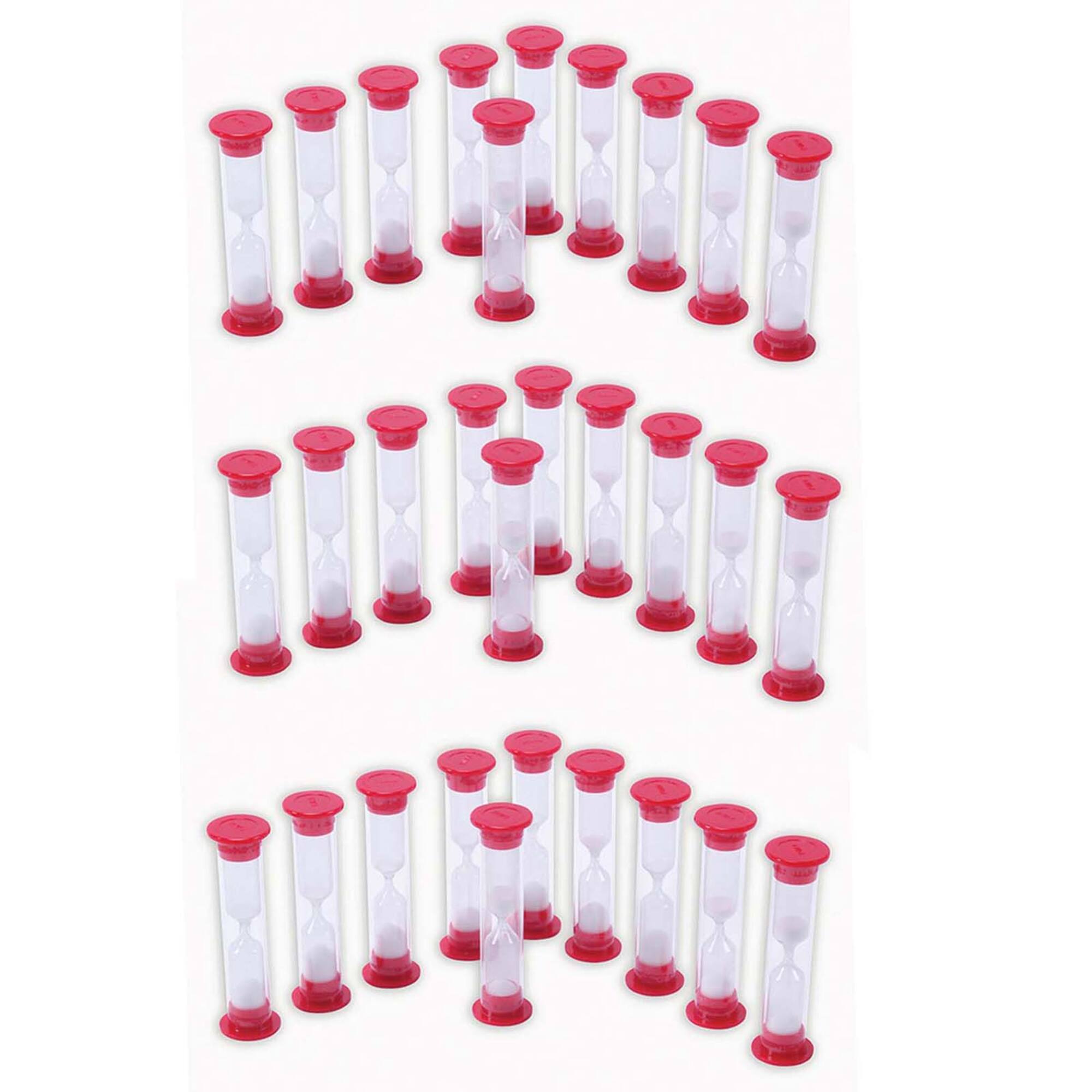 Learning Advantage™ Red Sand Timers - 1 Minute, 3 Packs of 10
